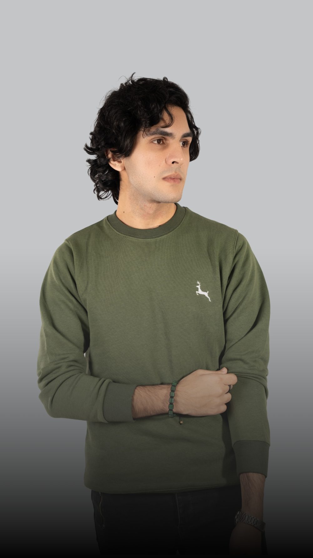 Minimalist Unisex Olive French Terry Crewneck