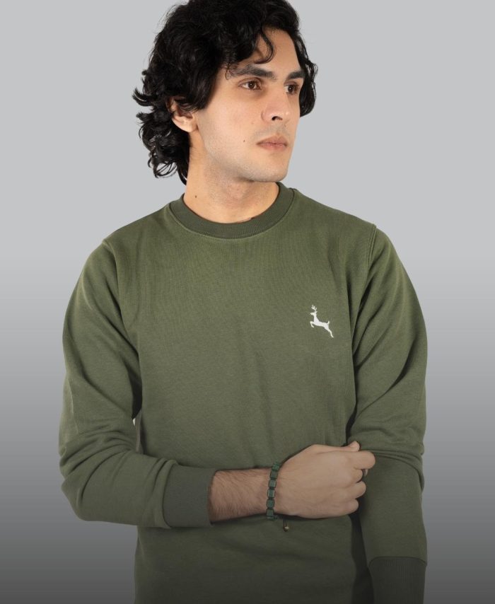 Minimalist Unisex Olive French Terry Crewneck