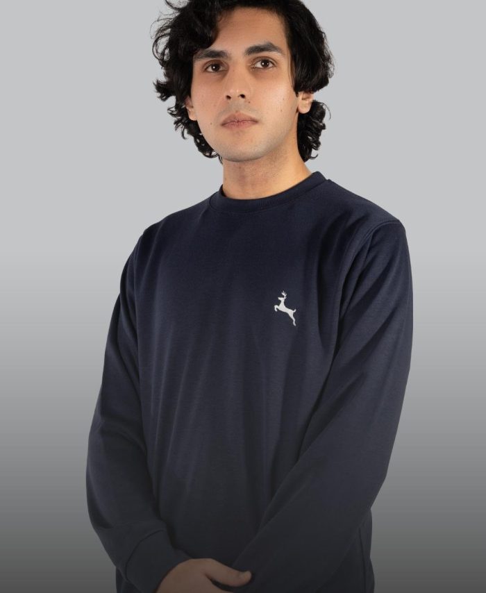 Minimalist Unisex Blue French Terry Crewneck