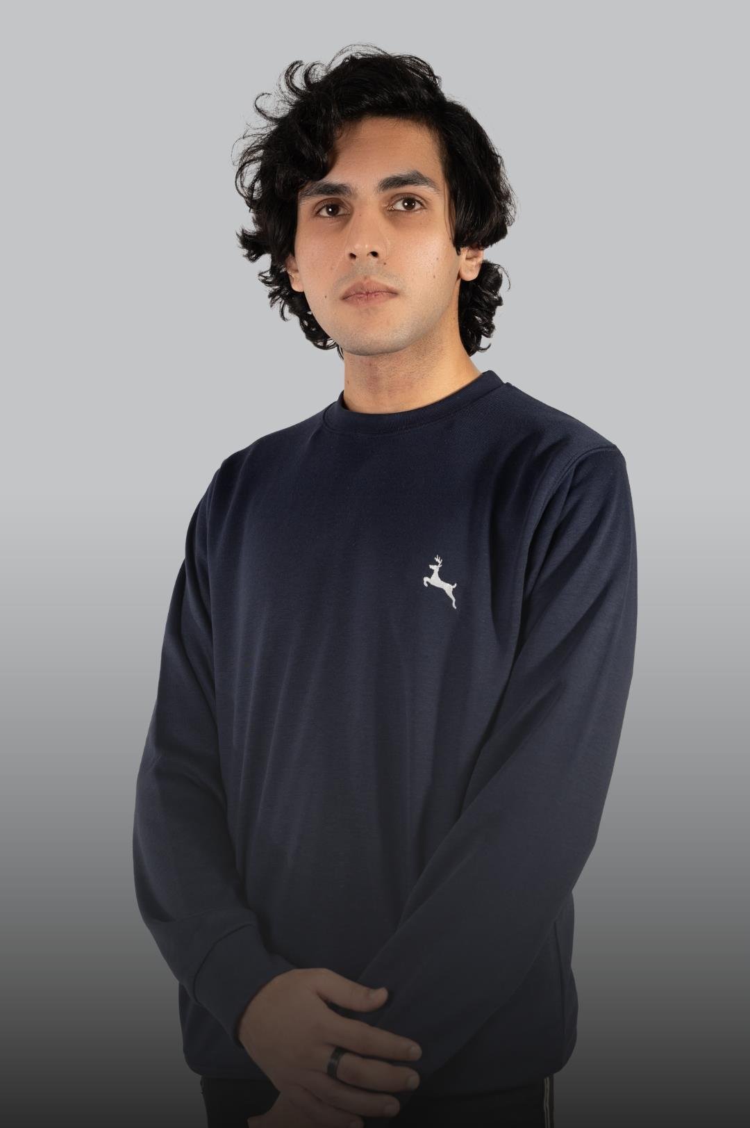 Minimalist Unisex Blue French Terry Crewneck