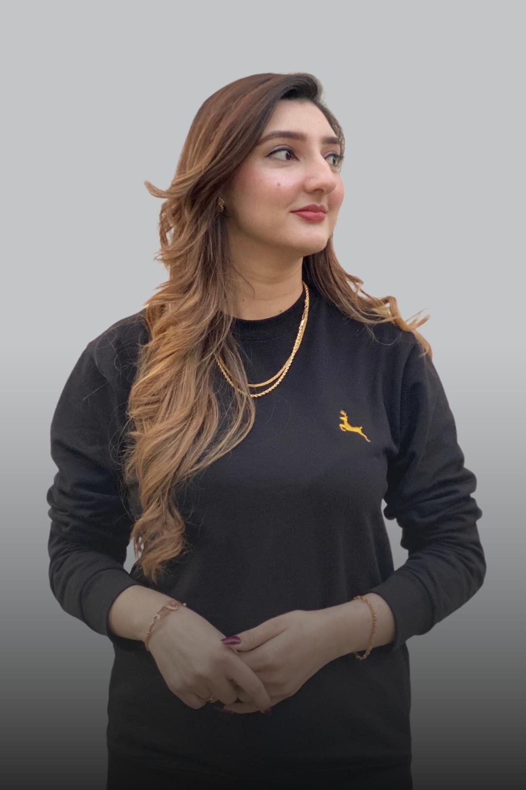 Minimalist Unisex Black French Terry Crewneck